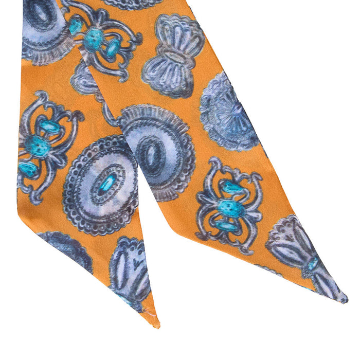 Fringe Scarves Turquoise Conchos Orange Twilly