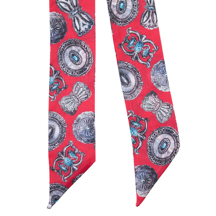 Fringe Scarves Turqs Concho Red Twilly