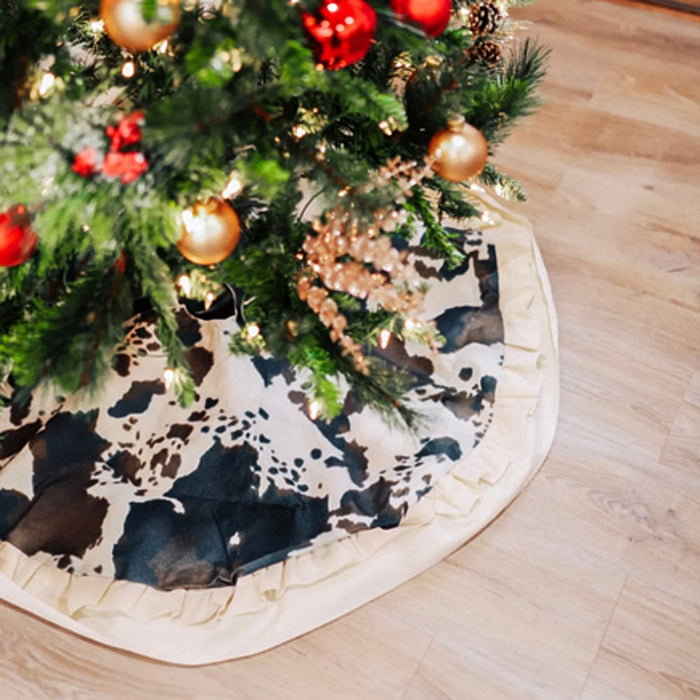 The Front Porch Label Brown Cowhide Christmas Tree Skirt