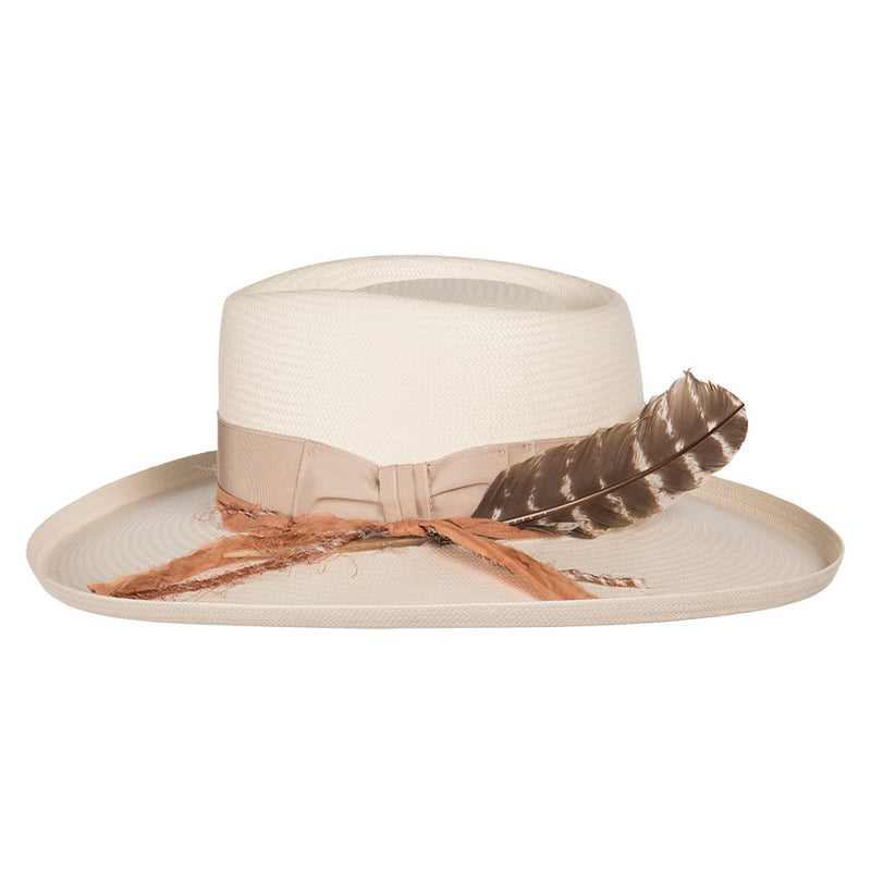 Stetson Hats Kings Row Peach Band 3 1/2in Brim Straw Hat