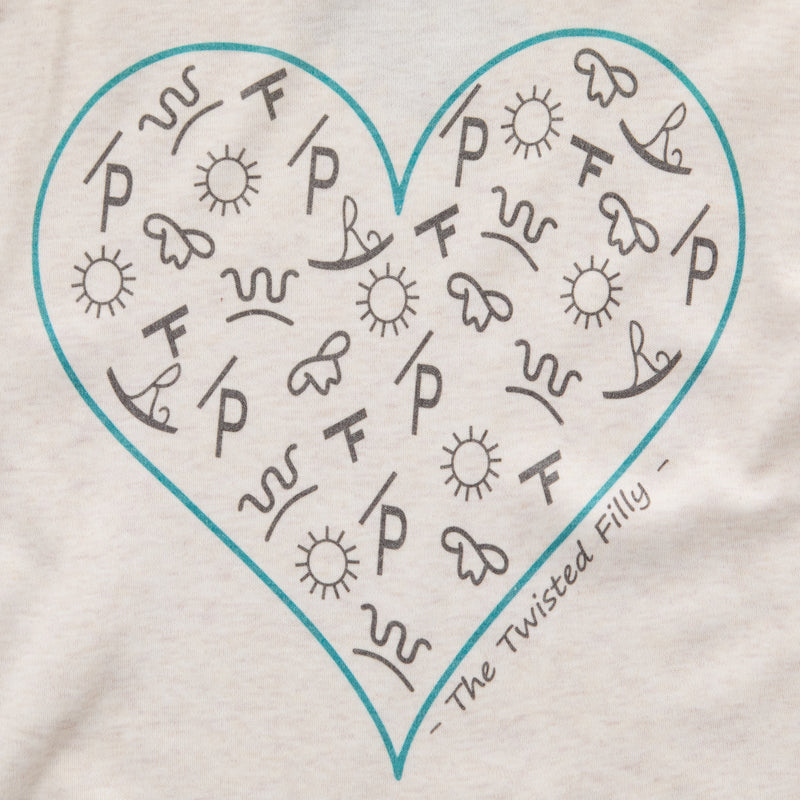 Twisted Filly Girls Oatmeal Branded Heart Short Sleeve Tee