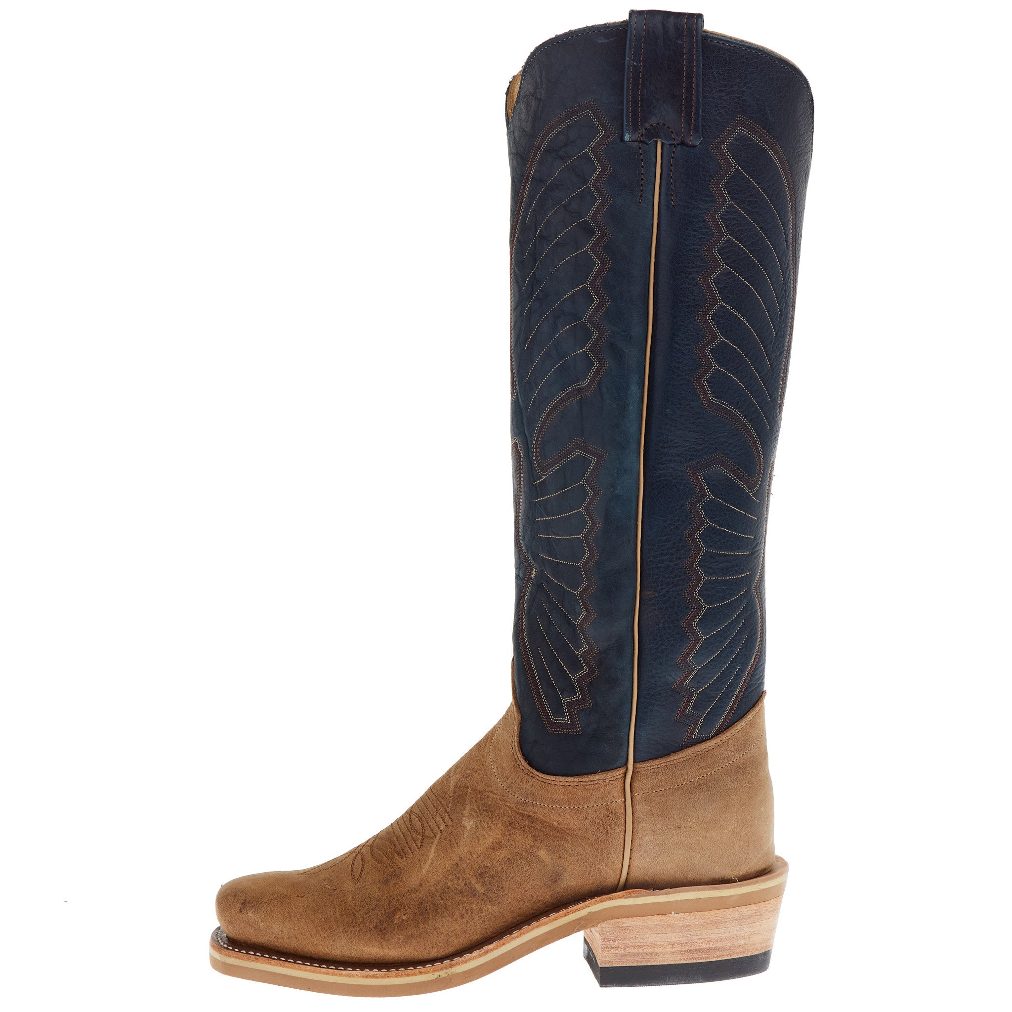 Olathe Boot Company Men`s Sand Angry Elk 16in Indigo Navajo Bison