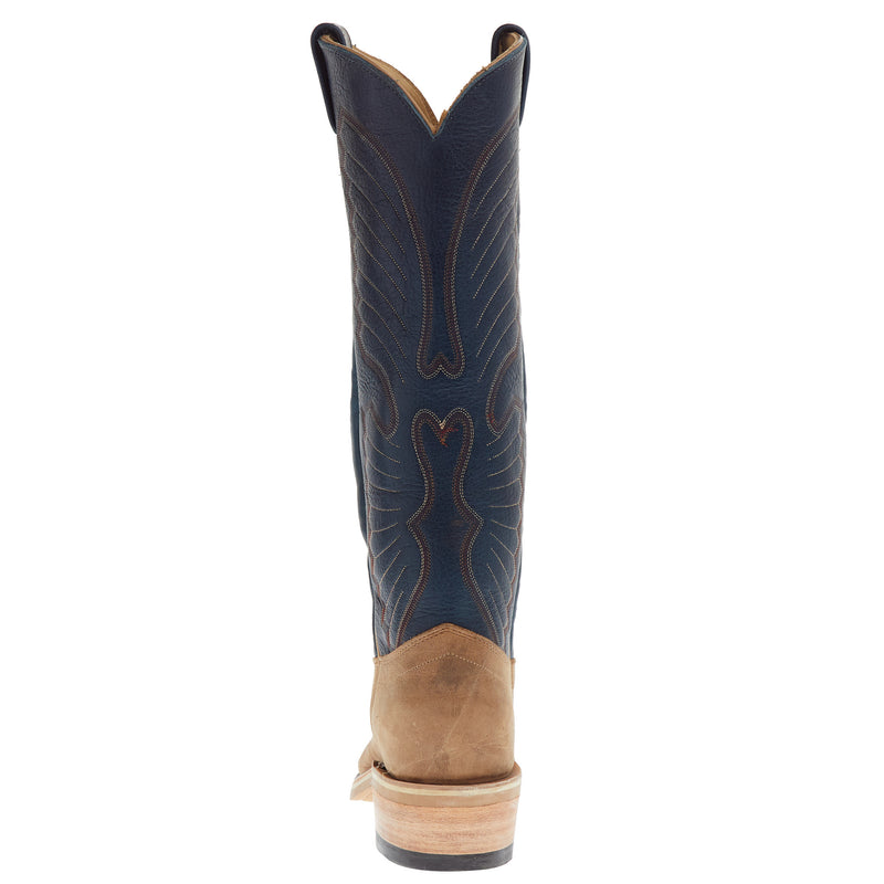 Olathe Boot Company Men`s Sand Angry Elk 16in Indigo Navajo Bison Top Cutter Toe Boot