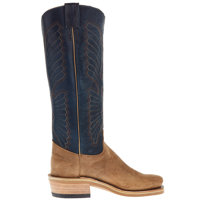 Olathe Boot Company Men`s Sand Angry Elk 16in Indigo Navajo Bison Top Cutter Toe Boot