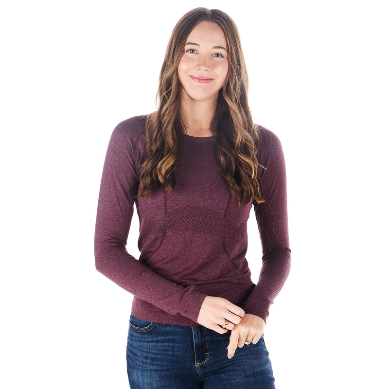 The Tackhack Womens Tack Hack Burgundy Equitation Long Sleeve Tech Tee