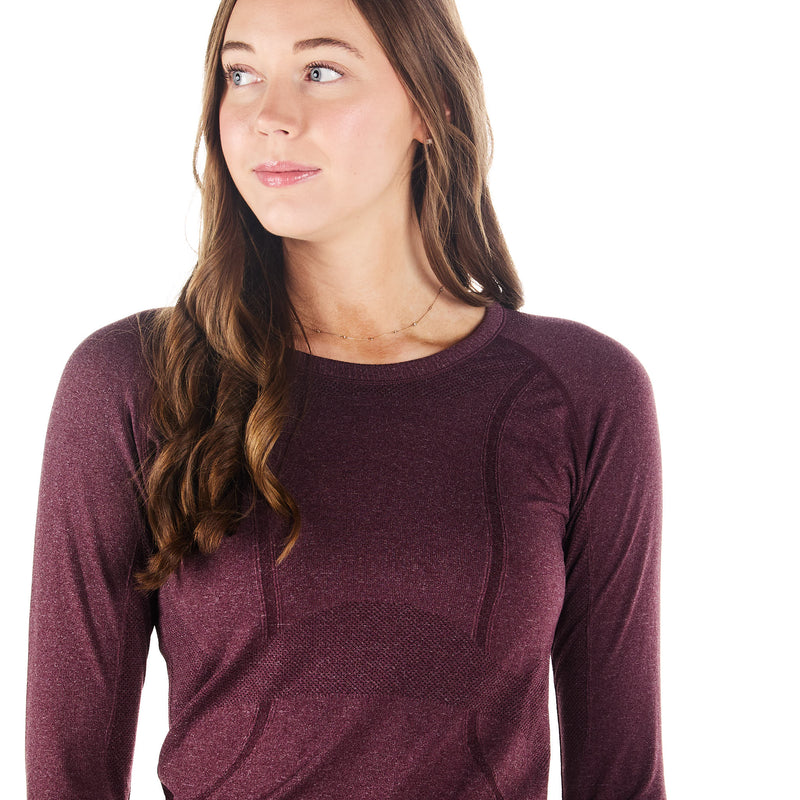 The Tackhack Womens Tack Hack Burgundy Equitation Long Sleeve Tech Tee