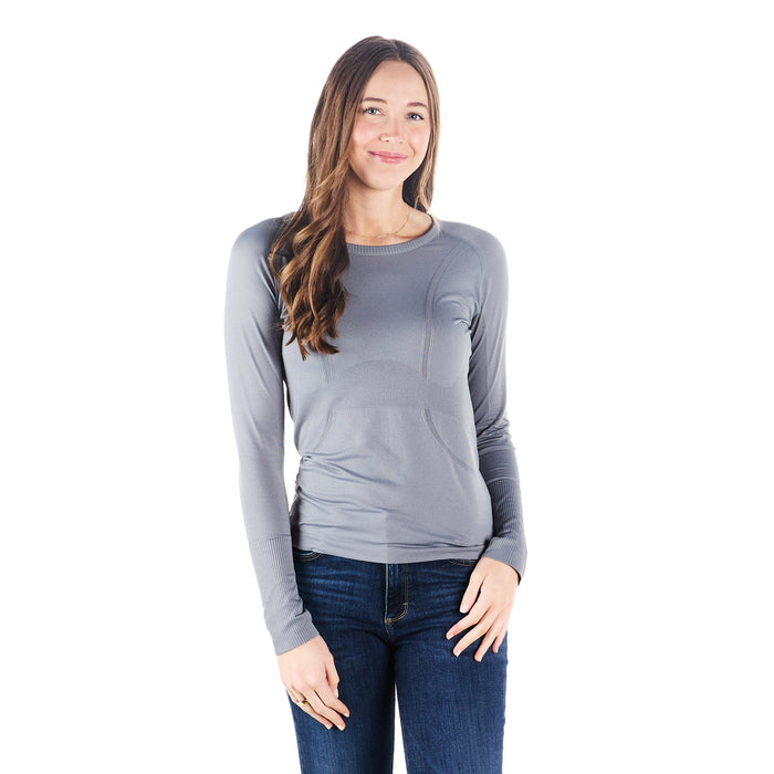 The Tackhack Womens Tack Hack French Blue Equitation Long Sleeve Tech Tee