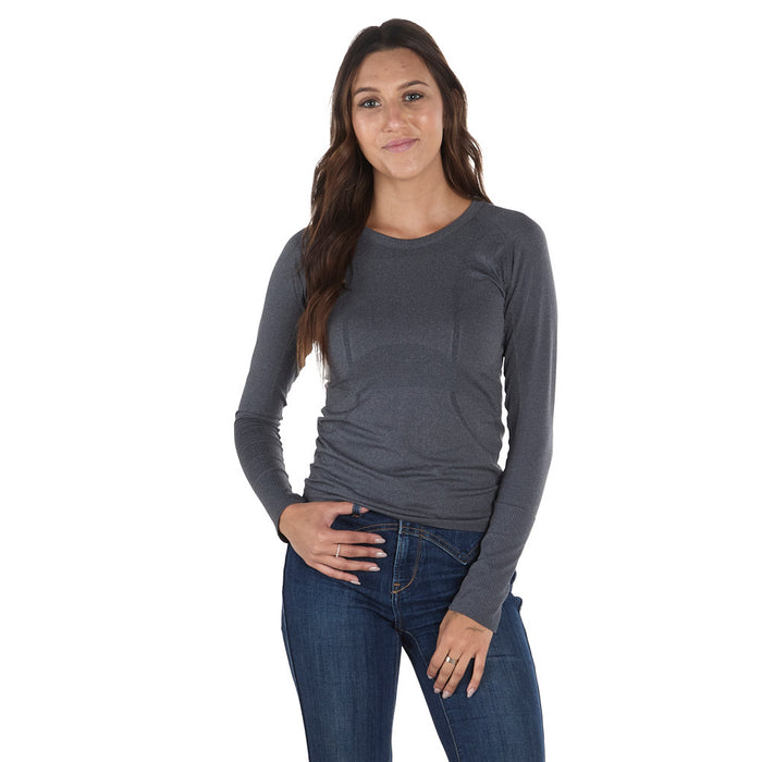 The Tackhack Women's Graphite Equestrian Long Sleeve Tech Tee Shirt