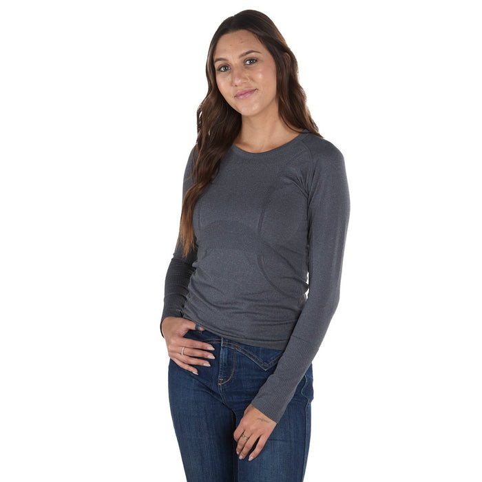 The Tackhack Women's Graphite Equestrian Long Sleeve Tech Tee Shirt