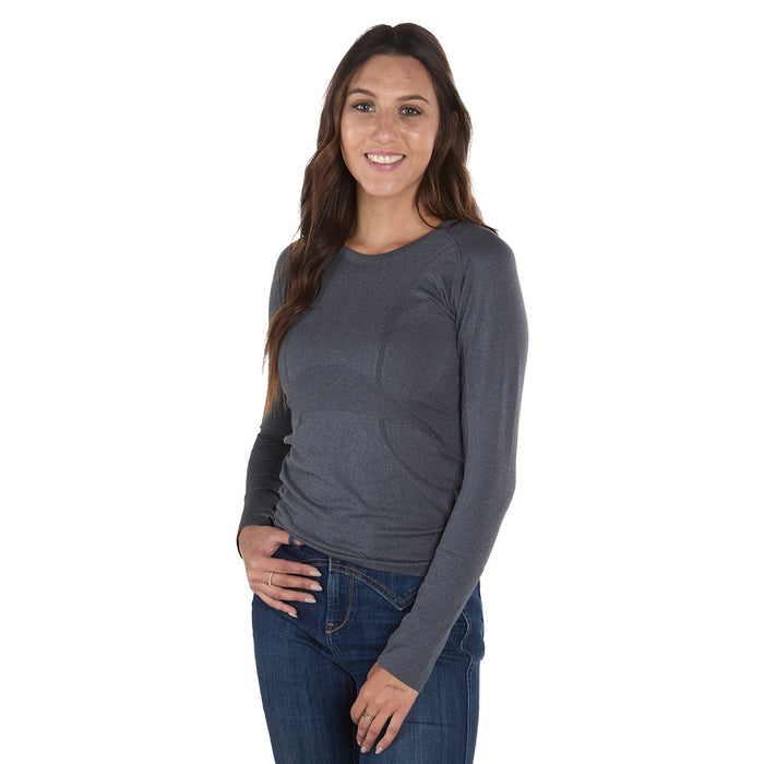 The Tackhack Women's Graphite Equestrian Long Sleeve Tech Tee Shirt