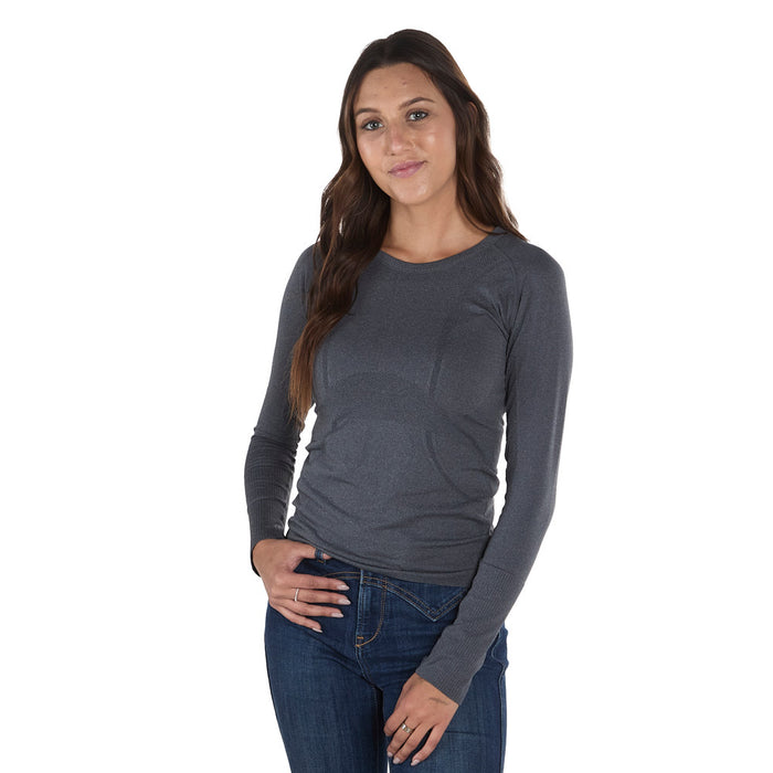 The Tackhack Women's Graphite Equestrian Long Sleeve Tech Tee Shirt