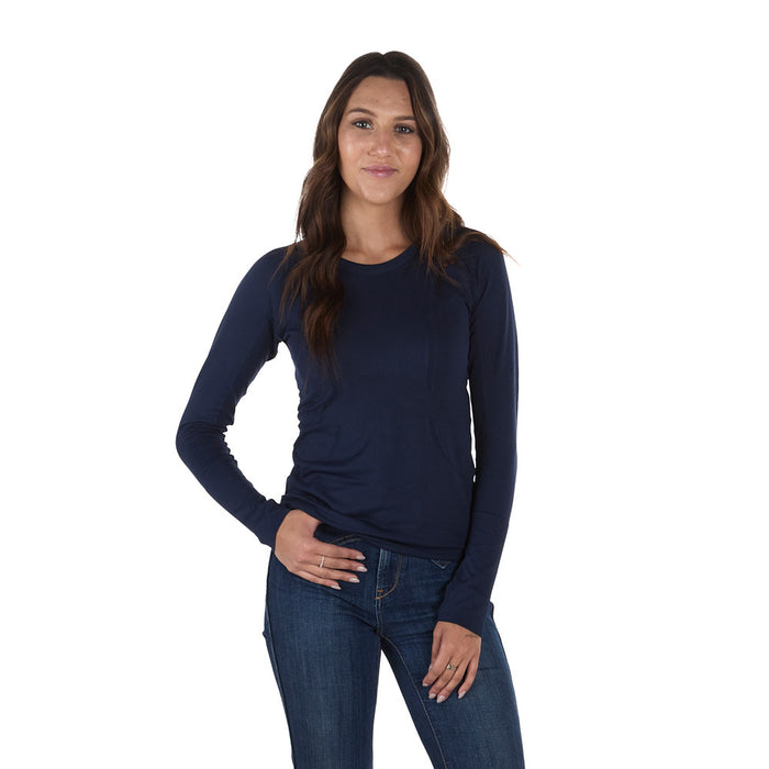 The Tackhack Women's Navy Equestrian Long Sleeve Tech Tee Shirt