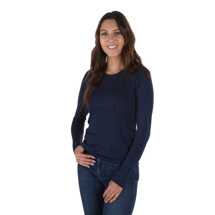 The Tackhack Women's Navy Equestrian Long Sleeve Tech Tee Shirt