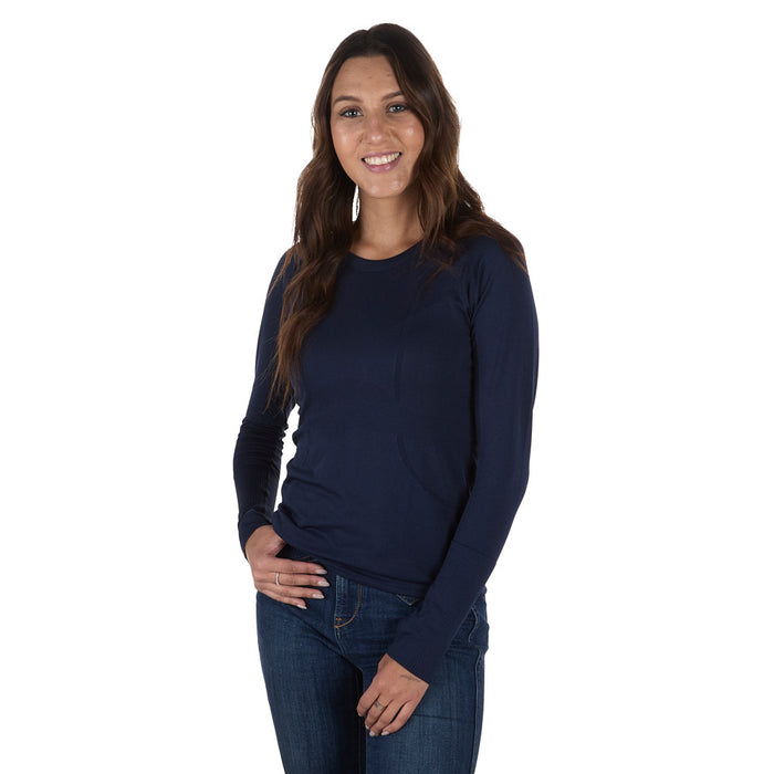 The Tackhack Women's Navy Equestrian Long Sleeve Tech Tee Shirt