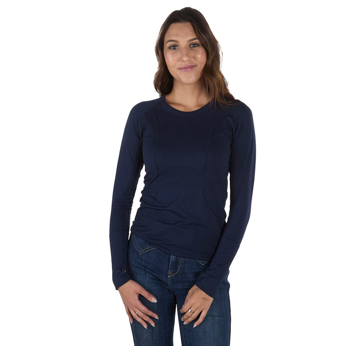The Tackhack Women's Navy Equestrian Long Sleeve Tech Tee Shirt