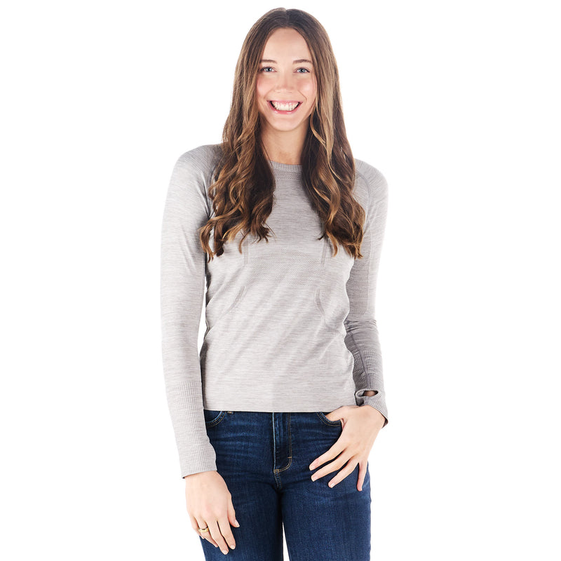 The Tackhack Womens Tack Hack Peral Grey Equitation Long Sleeve Tech Tee