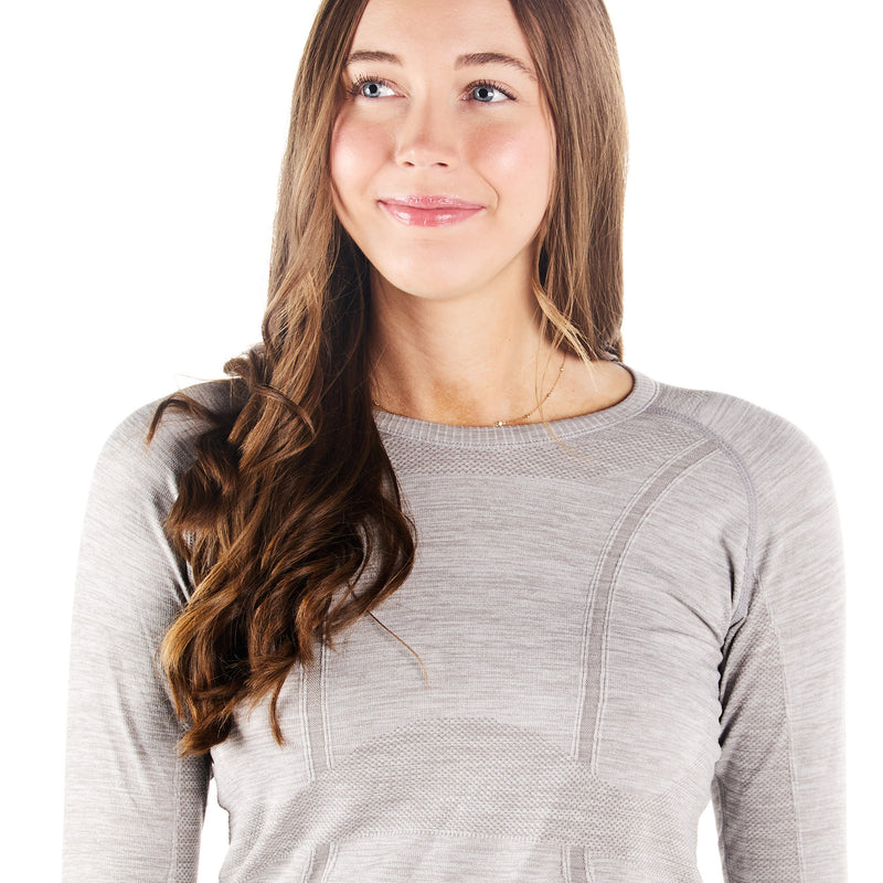 The Tackhack Womens Tack Hack Peral Grey Equitation Long Sleeve Tech Tee