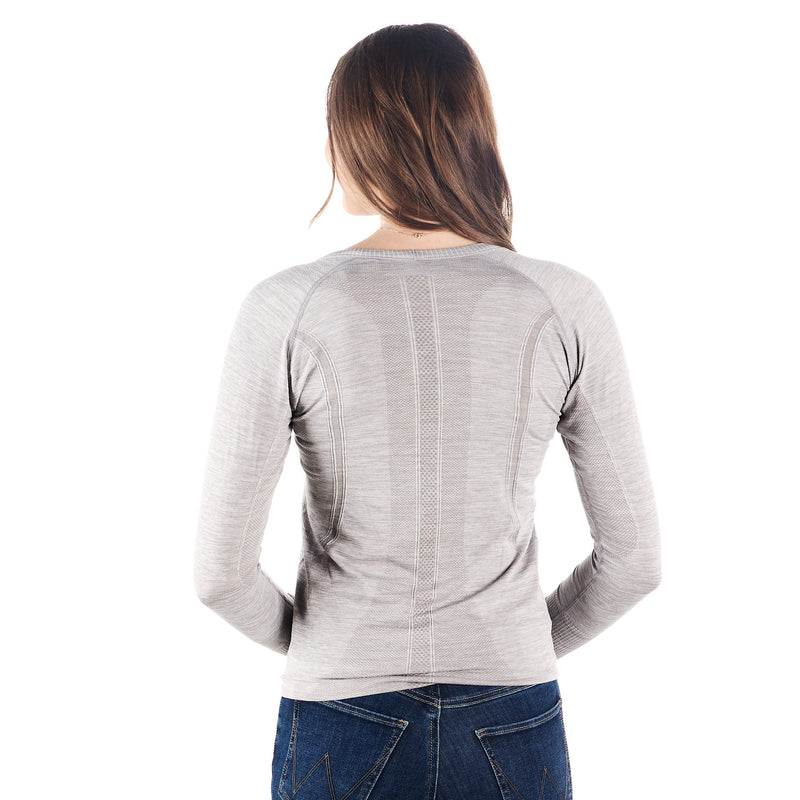 The Tackhack Womens Tack Hack Peral Grey Equitation Long Sleeve Tech Tee