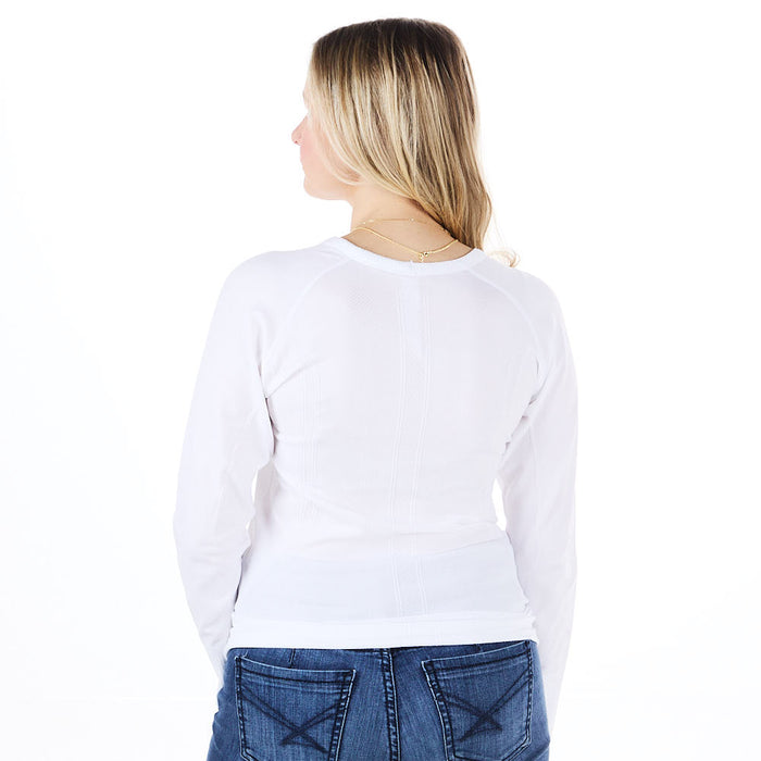 The Tackhack Women's White Long Sleeve Equitation Tech Shirt