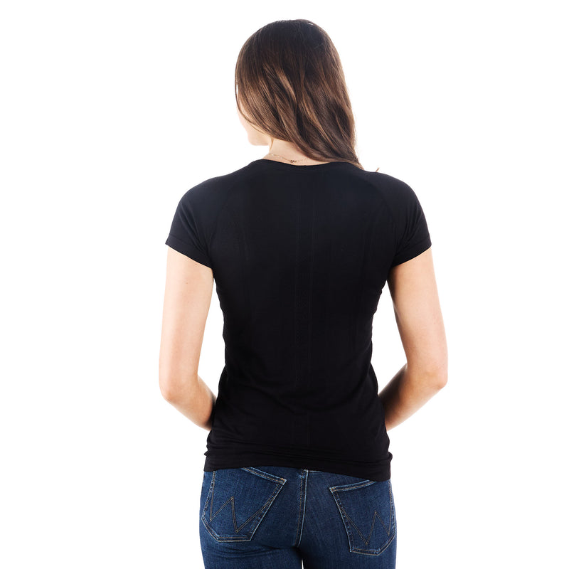 The Tackhack Womens Tack Hack Black Equitation Short Sleeve Tech Tee