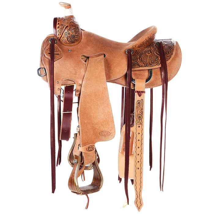 Trent Ward 1/2 Breed Antique Poinsettia Seat Rig Tucson Ranch Roper