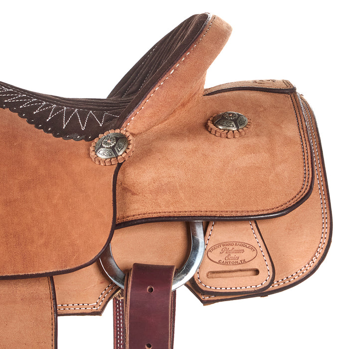 Trent Ward 14in Roughout Platinum Calf Roper with Chocolate Quilted Seat