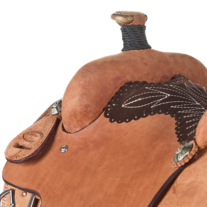 Trent Ward 14in Roughout Platinum Calf Roper with Chocolate Quilted Seat