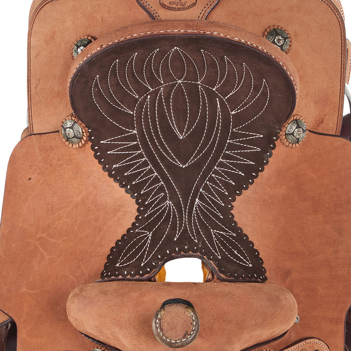 Trent Ward 14in Roughout Platinum Calf Roper with Chocolate Quilted Seat