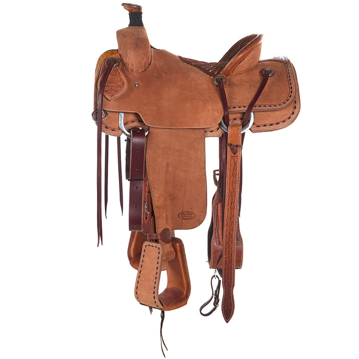 Trent Ward 14.5in Roughout with Buckstich and Quilted Bicycle Seat Arizona Team Roper