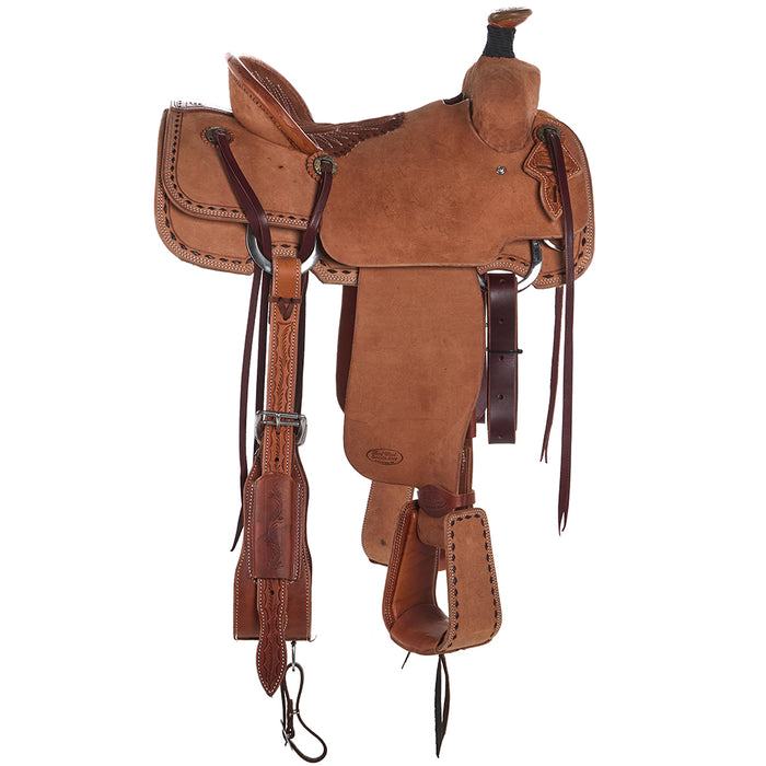 Trent Ward 14.5in Roughout with Buckstich and Quilted Bicycle Seat Arizona Team Roper