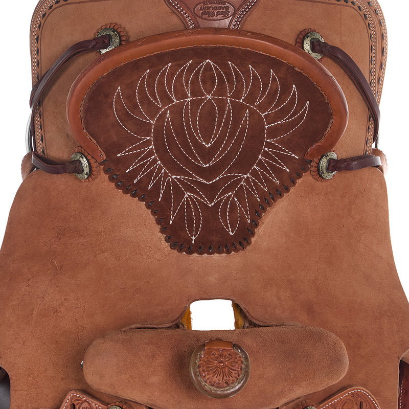 Trent Ward 14.5in Roughout with Buckstich and Quilted Bicycle Seat Arizona Team Roper