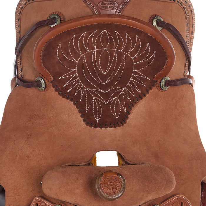 Trent Ward 14.5in Roughout with Buckstich and Quilted Bicycle Seat Arizona Team Roper