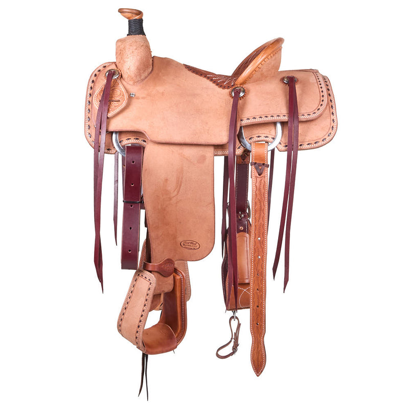 Trent Ward 14.5in Natural Buckstitch Border Pencil Roll Team Roping Saddle