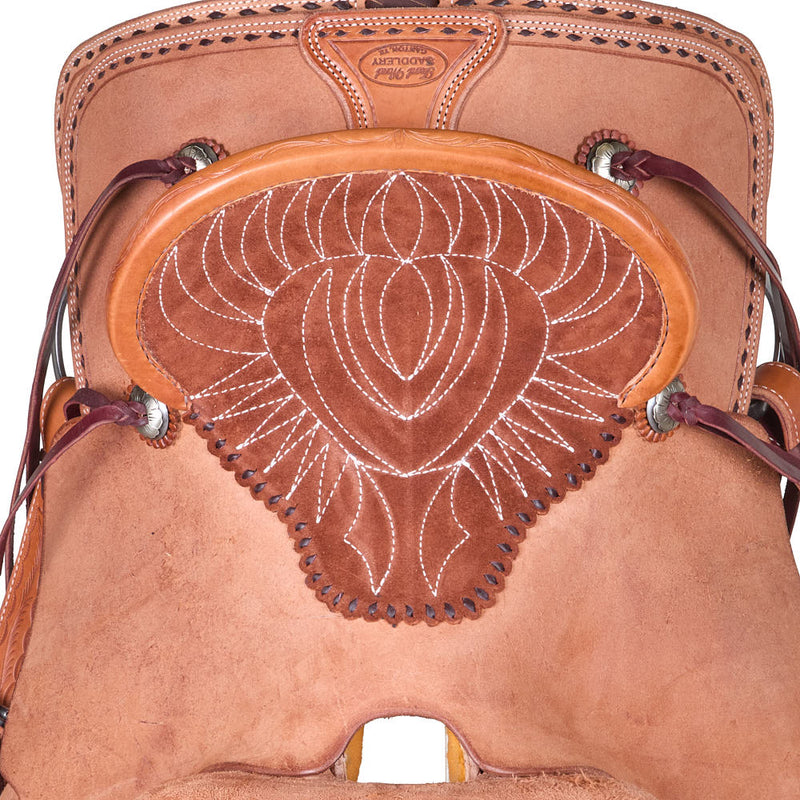 Trent Ward 14.5in Natural Buckstitch Border Pencil Roll Team Roping Saddle