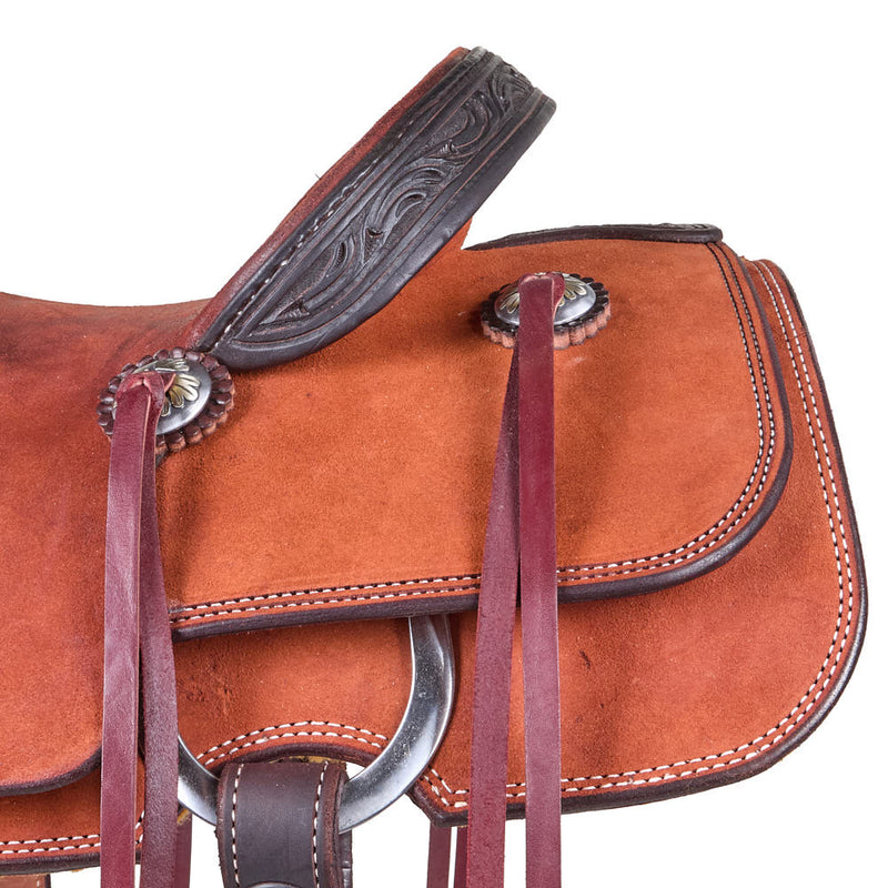 Trent Ward 15in Russet 1/8 Tooled Two Toned Team Roping Saddle