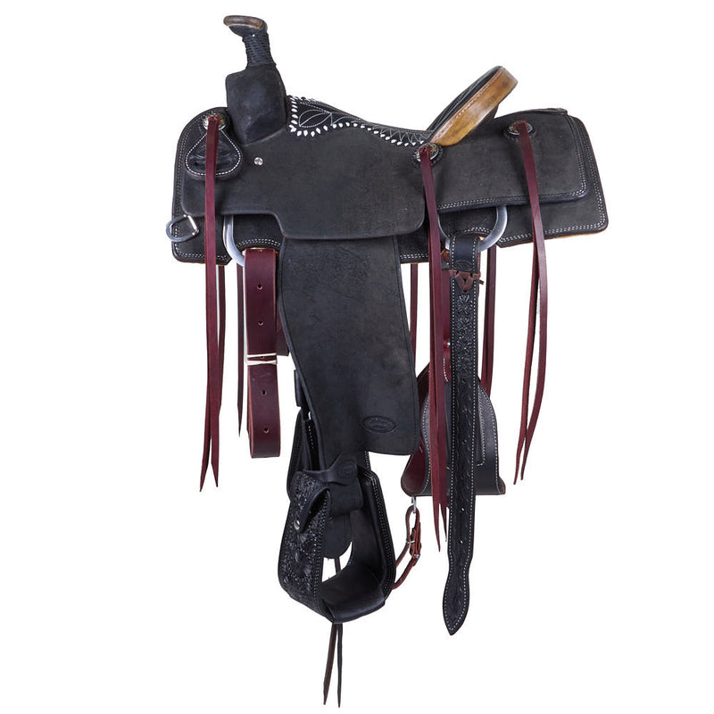 Trent Ward 14in Black Roughout with Rawhide Cantle Team Roper