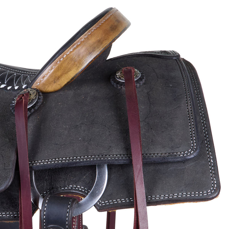 Trent Ward 14in Black Roughout with Rawhide Cantle Team Roper