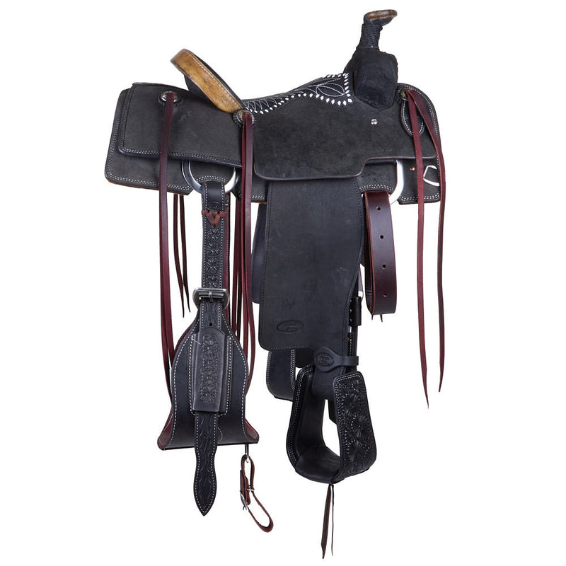 Trent Ward 14in Black Roughout with Rawhide Cantle Team Roper