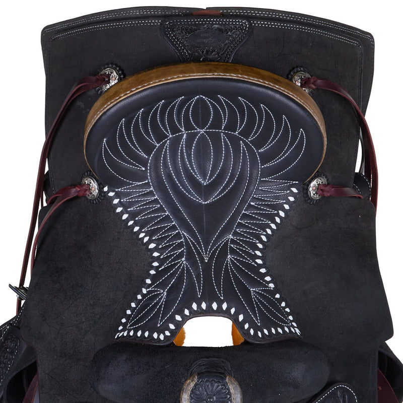 Trent Ward 14in Black Roughout with Rawhide Cantle Team Roper