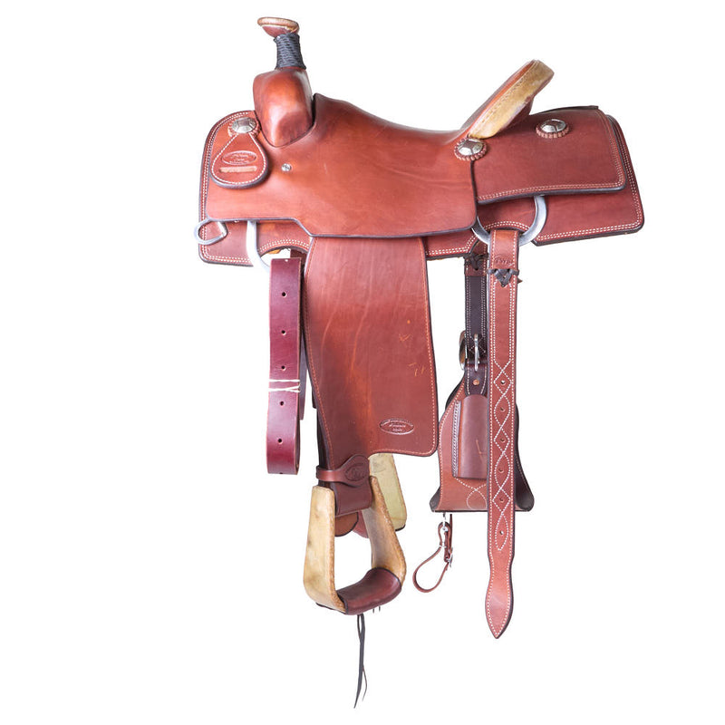 Trent Ward 14.5in Mahogany Slick out with Rawhide Cantle Team Roper