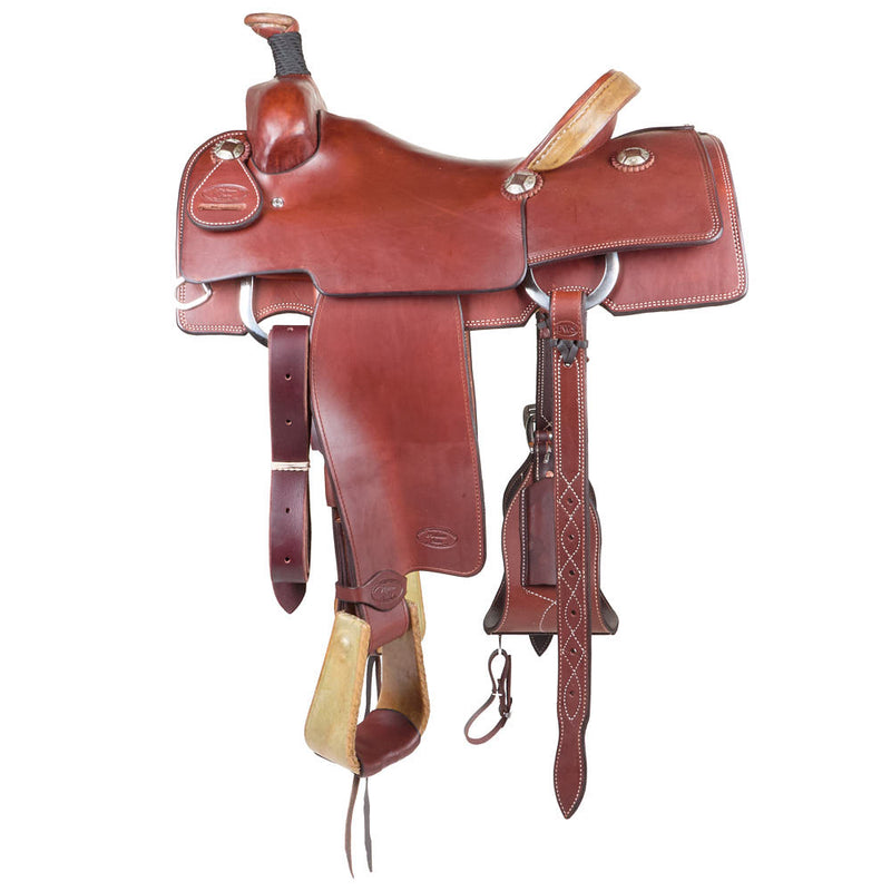 Trent Ward 15in Mahogany Slick out with Rawhide Cantle Team Roper