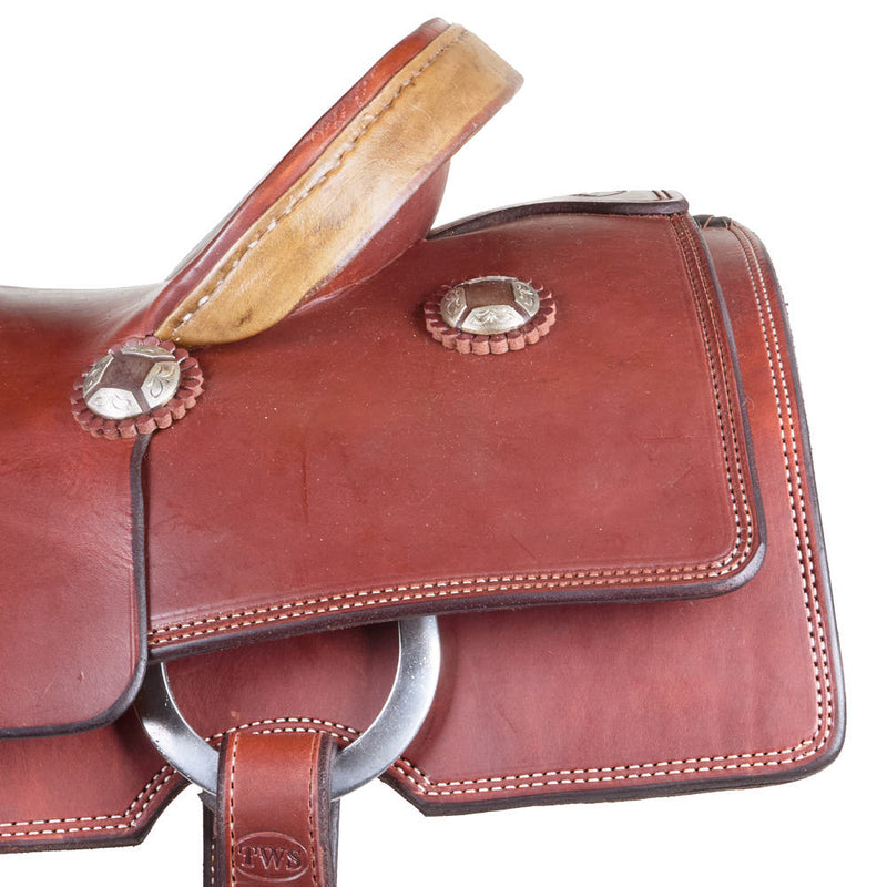 Trent Ward 15in Mahogany Slick out with Rawhide Cantle Team Roper
