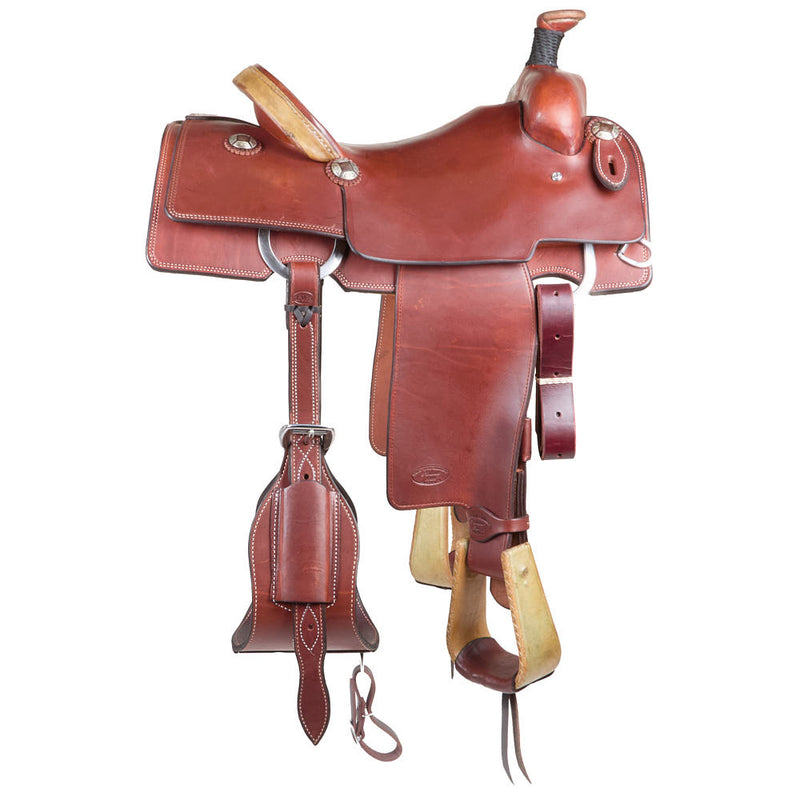 Trent Ward 15in Mahogany Slick out with Rawhide Cantle Team Roper