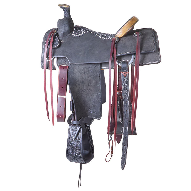 Trent Ward 15in Black Roughout with Rawhide Cantle Team Roper
