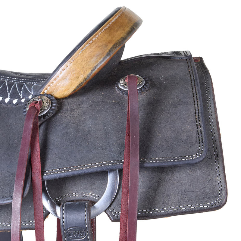 Trent Ward 15in Black Roughout with Rawhide Cantle Team Roper