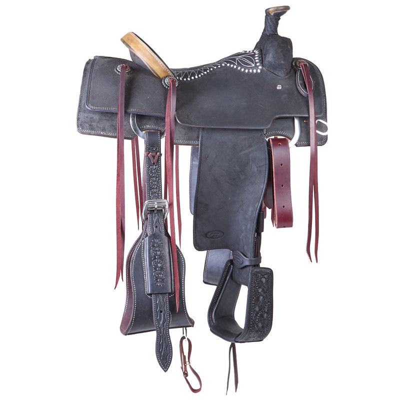 Trent Ward 15in Black Roughout with Rawhide Cantle Team Roper