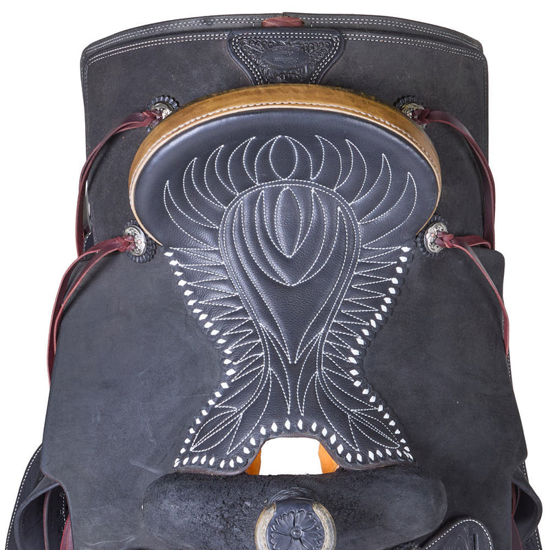 Trent Ward 15in Black Roughout with Rawhide Cantle Team Roper
