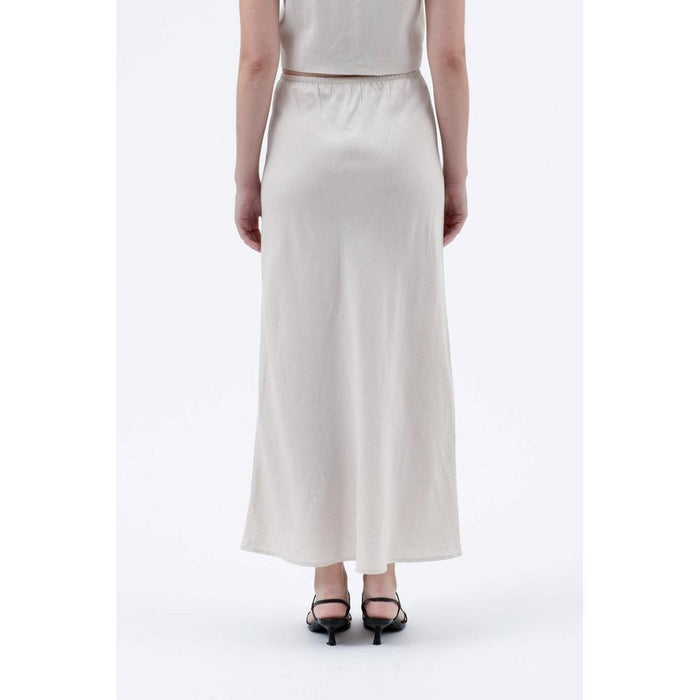 Blu Pepper Natural High Waist Front Tie Midi Skirt