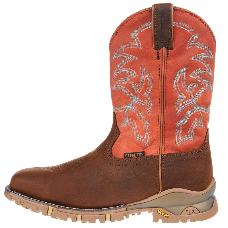 Tony Lama Mens TLX Roustabout Cognac 11 In Brown Top Waterproof Square Steel Toe