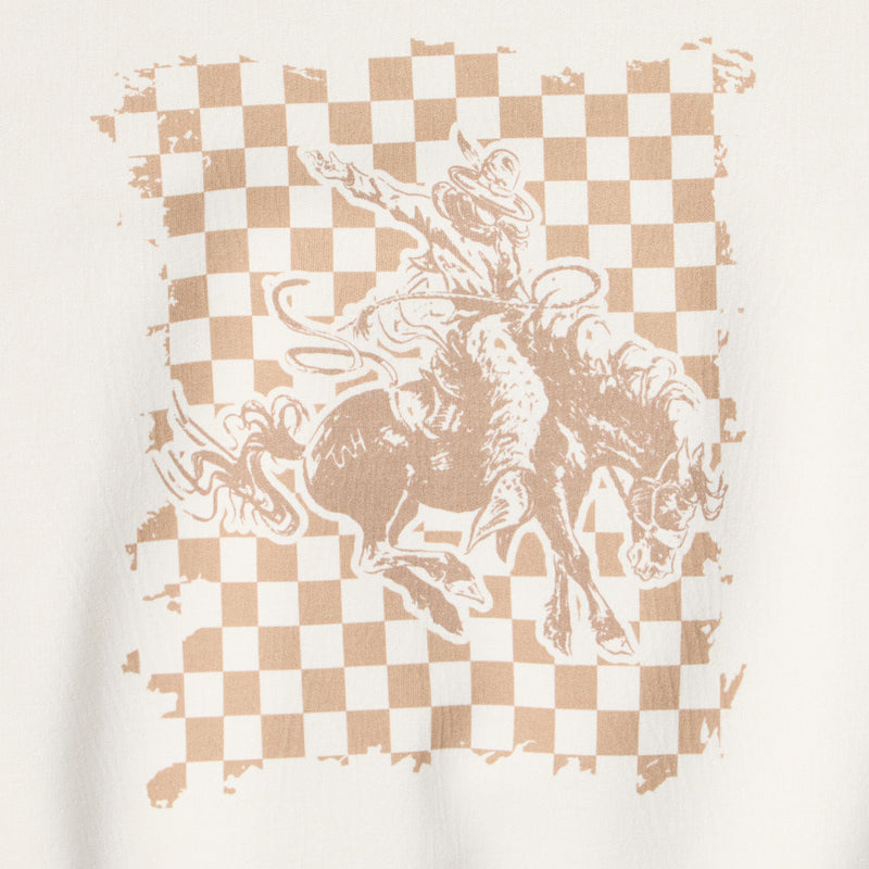 The Whole Herd Women's Checkered Bronc Crewneck Sweatshirt